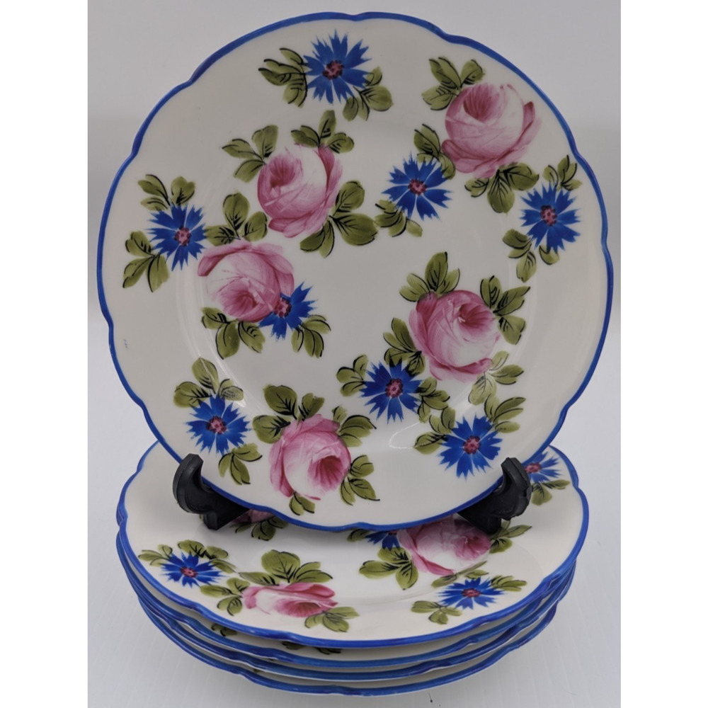 French Hand Painted Porcelain Plates Delvaux 18 Rue Royale Paris Set of 5 Floral